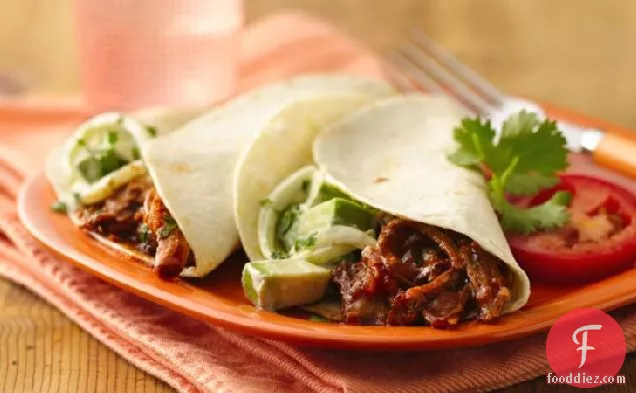 Slow-Cooker Fajita Pulled Pork Sandwiches with Avocado-Onion Slaw