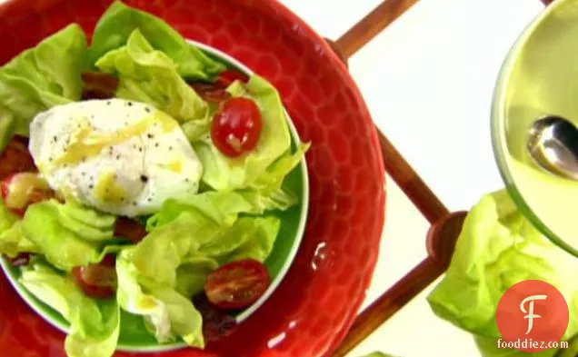 Butter Lettuce with Lardons and Poached Egg