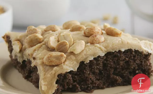 Chocolate Sheet Cake with Peanut Butter Icing