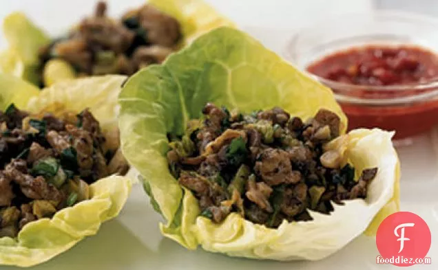 Chinese Chicken and Mushroom Lettuce Cups