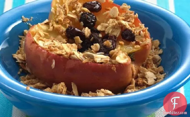 Microwave Baked Apples with Granola for Two
