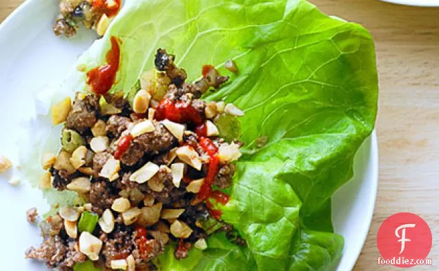 Bison and Water Chestnut Lettuce Cups