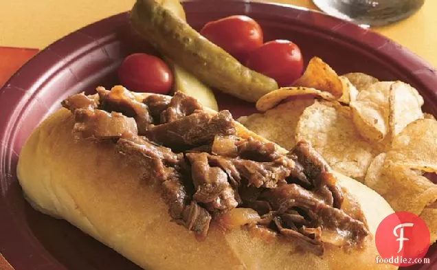 Slow-Cooker Tangy Barbecued Beef Sandwiches