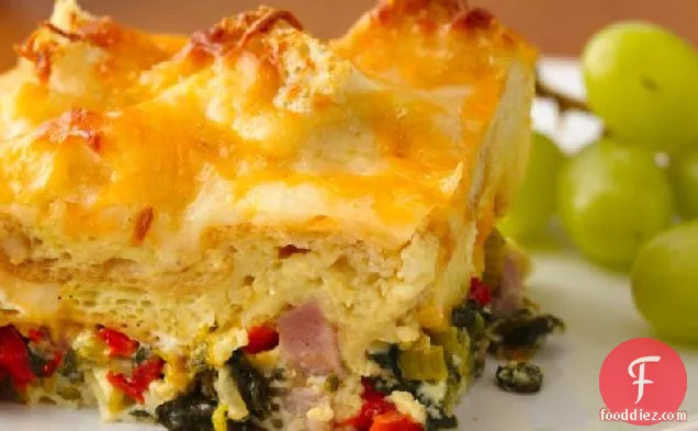 Ham, Spinach and Cheese Strata