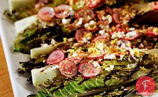 Grilled Romaine With Radishes, Hard-boiled Eggs And Toasted Bre