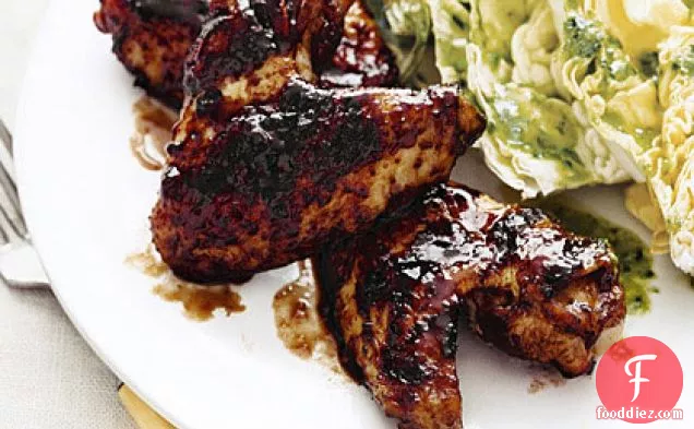 Sweet and Tangy Wings with Butter Lettuce Salad