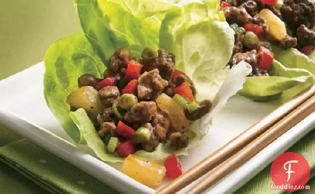 Teriyaki Beef and Pineapple Lettuce Wraps