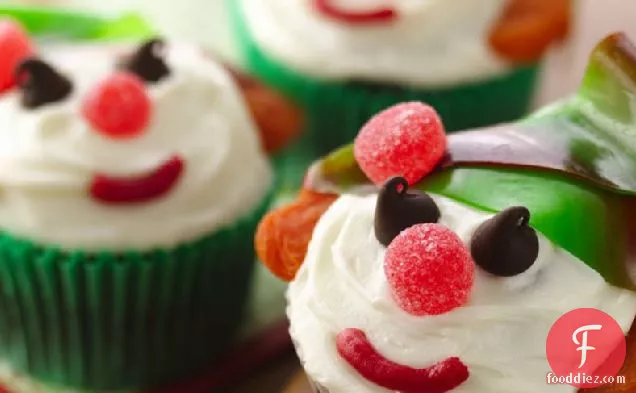 Red Velvet Holiday Elf Cupcakes