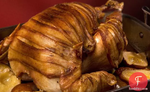 Bacon-Wrapped Turkey with Pear Cider Gravy