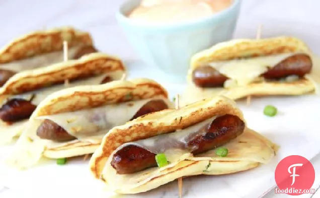 Spicy Green Onion Pigs in a Blanket with Sriracha Dipping Sauce