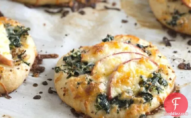 Mini Apple and Spinach Pizzas
