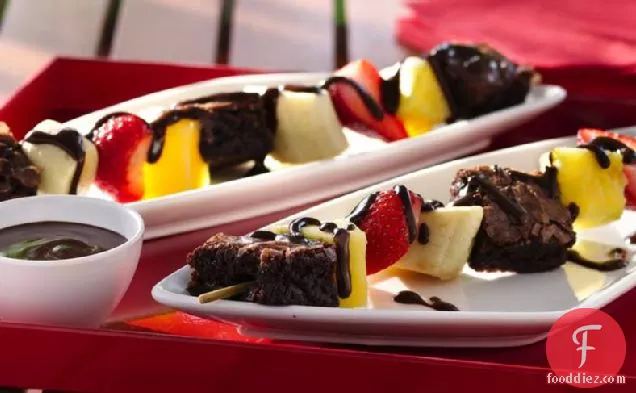 Brownie and Fruit Kabobs