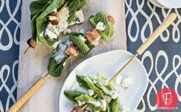 Bacon-and-Romaine Skewers with Blue Cheese Dressing