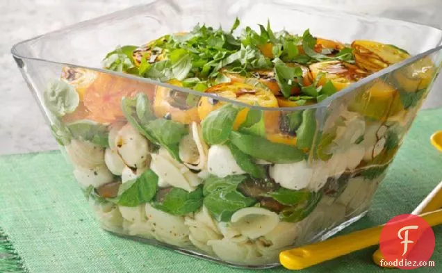 Layered Pasta Caprese Salad