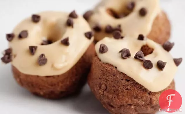 Baked Chocolate Doughnuts with Peanut Butter Glaze
