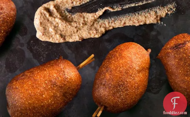Mini Beer-and-Sausage Corn Dogs