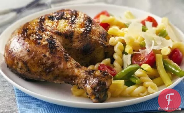 ग्रील्ड लहसुन, नींबू और काली मिर्च बटरफ्लाइड चिकन