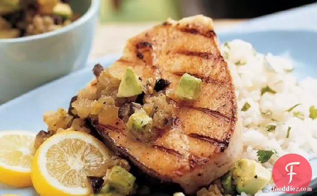 Grilled Halibut with Green Sauce