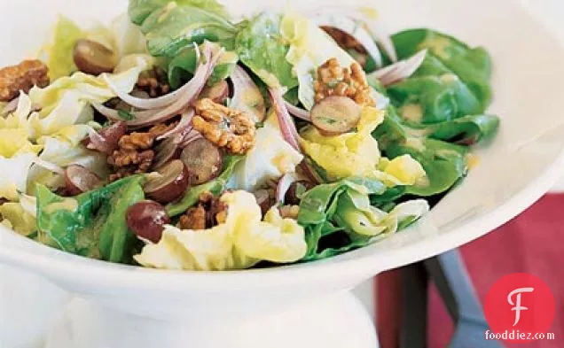 Butter Lettuce Salad with Walnuts and Grapes