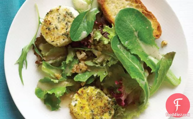Baked Goat Cheese with Spring Lettuce Salad