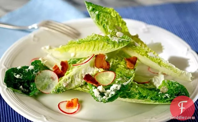 Romaine Salad With Blue Cheese, Bacon And Radishes