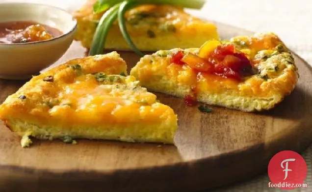 Baked Puffy Cheese Omelet with Peach Salsa