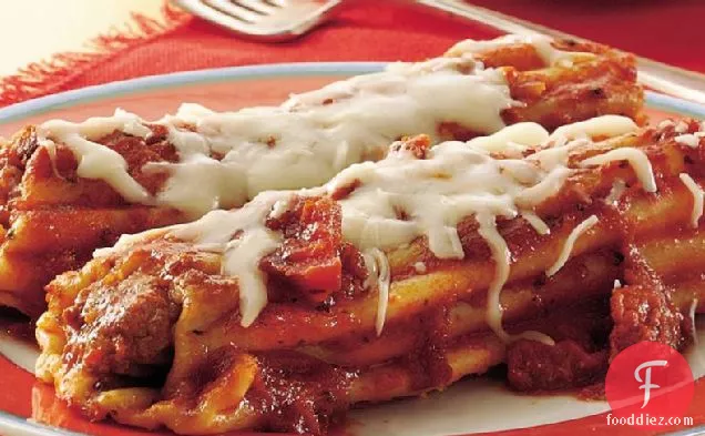 Shortcut Sausage-Stuffed Manicotti with Sun-Dried Tomato Sauce