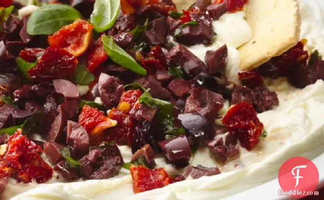 Kalamata Olives and Sun-Dried Tomatoes on Cream Cheese