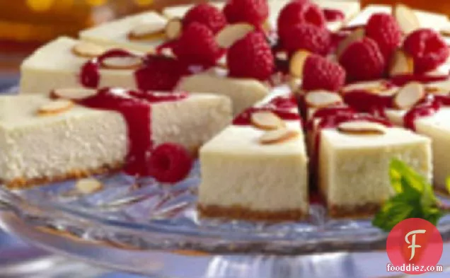 Almond Cheesecake with Raspberry Sauce