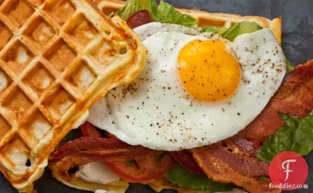 Savory Cheddar Waffle BLT with Egg