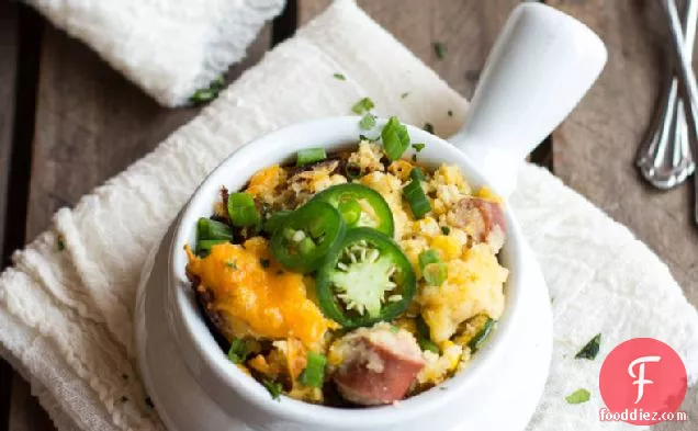 धीमी कुकर पनीर मकई कुत्ता पुलाव