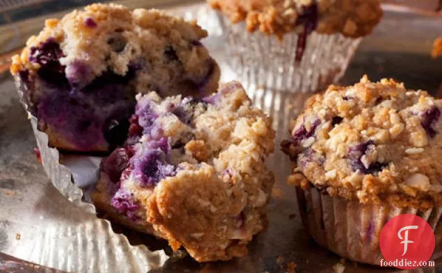 Whole-Wheat-and-Almond Blueberry Muffins with Streusel Topping
