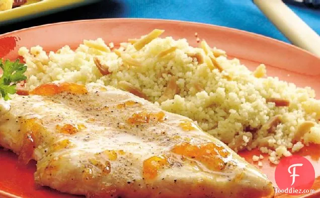 Apricot-Glazed Chicken Breasts with Almond Couscous