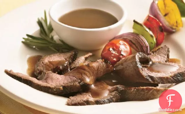 Grilled Flank Steaks with Rosemary-Balsamic Glaze