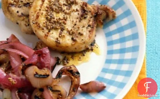 Mustard-coated Pork Chops And Onions