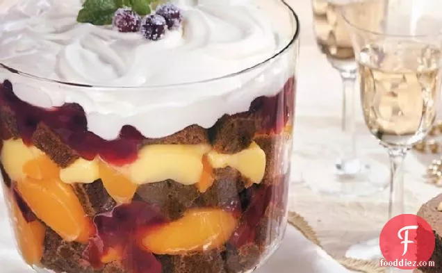 Cranberry-Peach Gingerbread Trifle