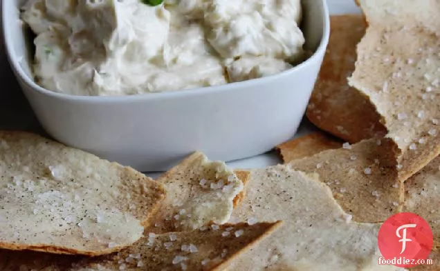 Homemade Lavash Crackers with Shallot Cream Cheese Dip