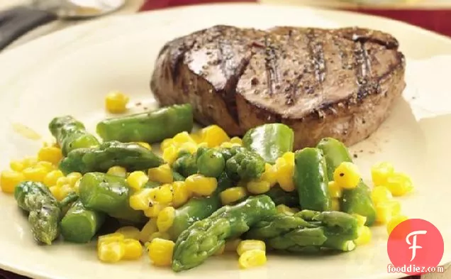 शहद सरसों के शीशे के साथ लस मुक्त शतावरी और मकई