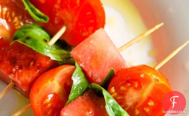 Watermelon and Tomato Skewers