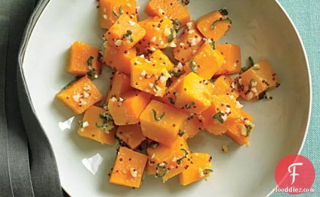 Butternut Squash with Green Chile and Mustard Seeds