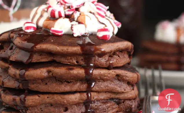 Chocolate Peppermint Cookie Layered Pancake Jars