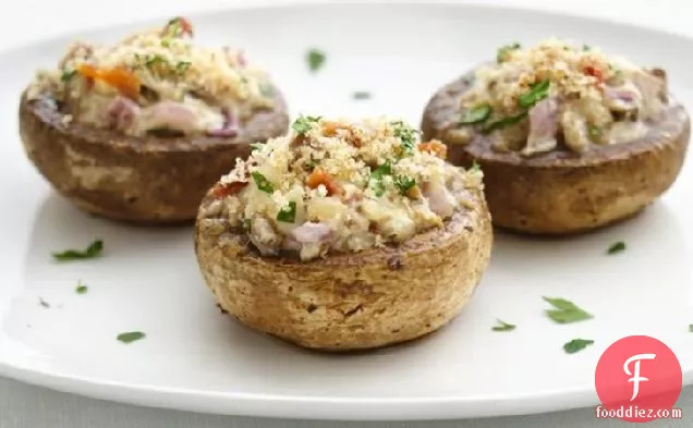 Healthified Cheese and Bacon Stuffed Mushrooms