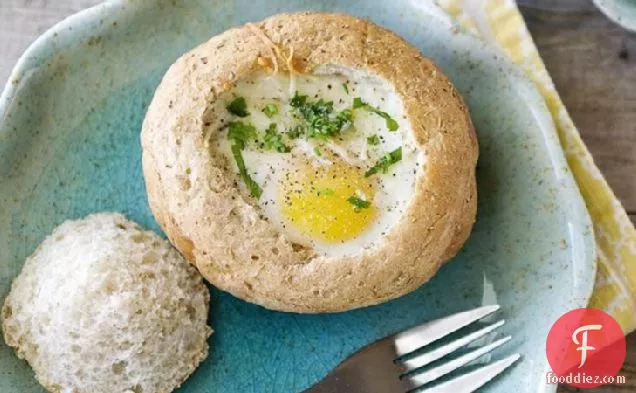 Eggs Baked in Bread Bowls