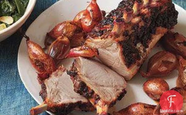 Mustard-crusted Pork Roast With Shallots And Wine Sauce Recipe