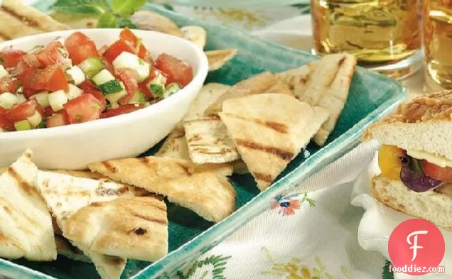 Minted Tomato Salsa with Grilled Pita Chips