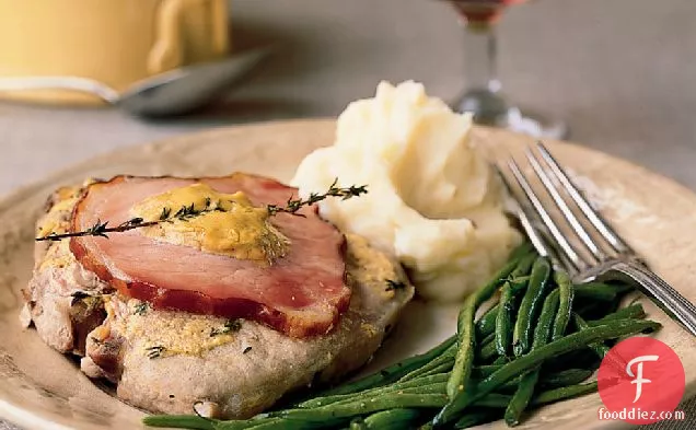 Pork Chops with Mustard and Canadian Bacon
