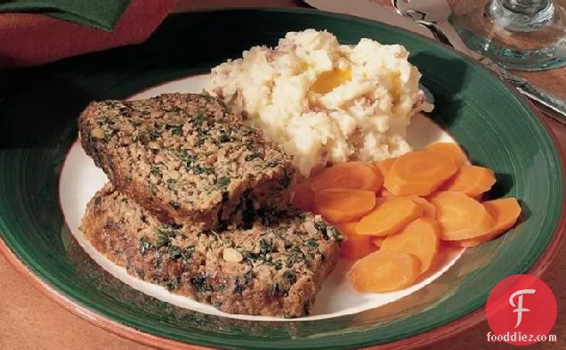 Spinach and Pine Nut Meat Loaf