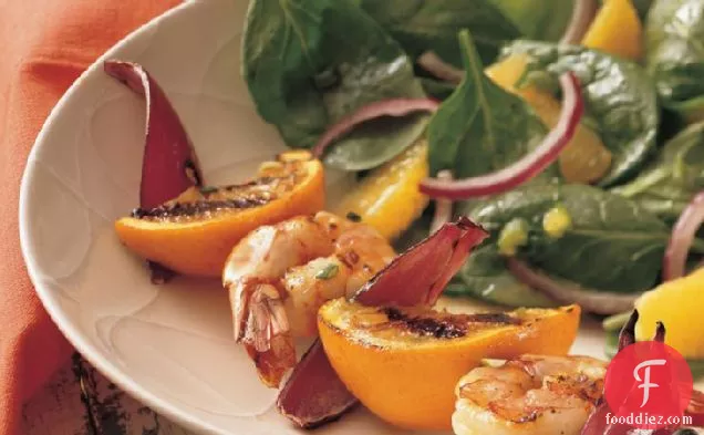 Grilled Shrimp Kabobs with Orange Spinach Salad
