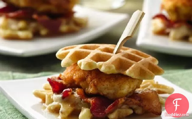 Fried Chicken 'n Waffle Sandwich Bites