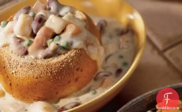 Vegetable Chowder in Bread Bowls